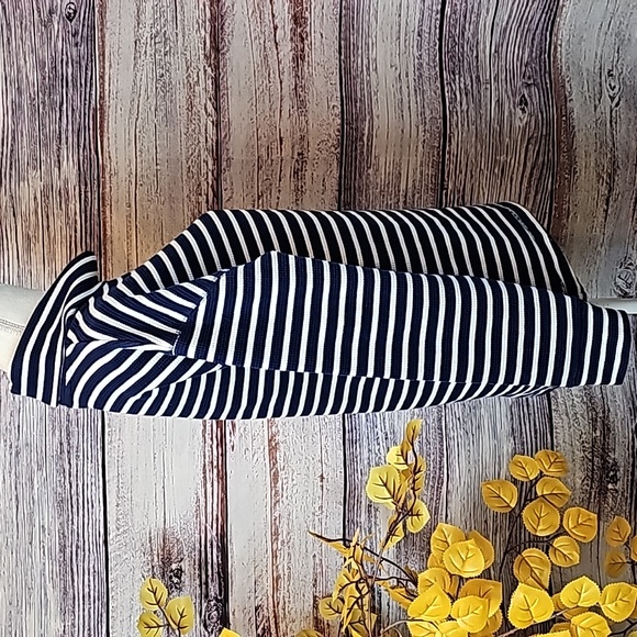 NWOT LANDS' END RIBBED NAVY AND WHITE STRIPED LONG SLEEVE TURTLENECK - Picture 5 of 10
